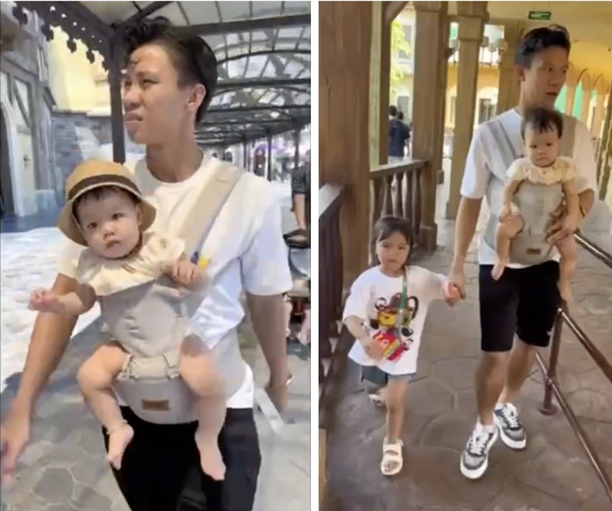 Khi hội cầu thủ 'bỉm sữa' chăm con: Đình Trọng, Thành Chung vừa bế con vừa chơi game - Ảnh 13.