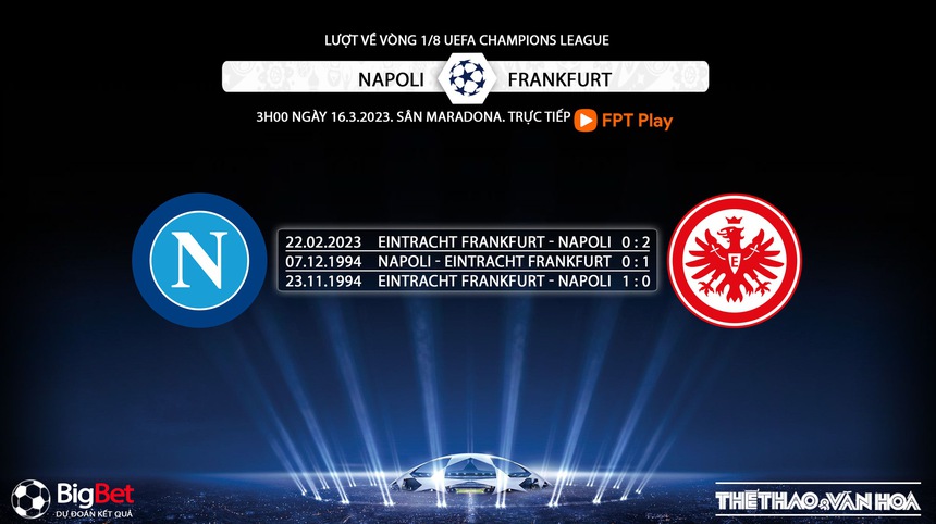 Đối đầu Napoli vs Frankfurt