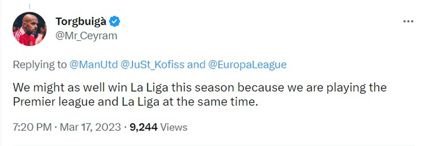 CĐV MU ca thán vì 'Quỷ đỏ' phải đá Ngoại hạng Anh và La Liga cùng lúc - Ảnh 2.