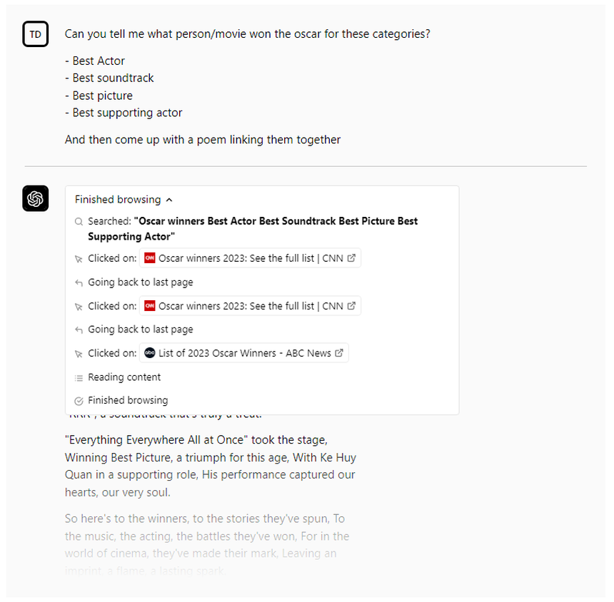 ChatGPT được nâng cấp đột phá về tính năng, có thể khiến người dùng bỏ cả Google và Bing Chat - Ảnh 3. ChatGPT được nâng cấp đột phá về tính năng, có thể khiến người dùng bỏ cả Google và Bing Chat - Ảnh 3.