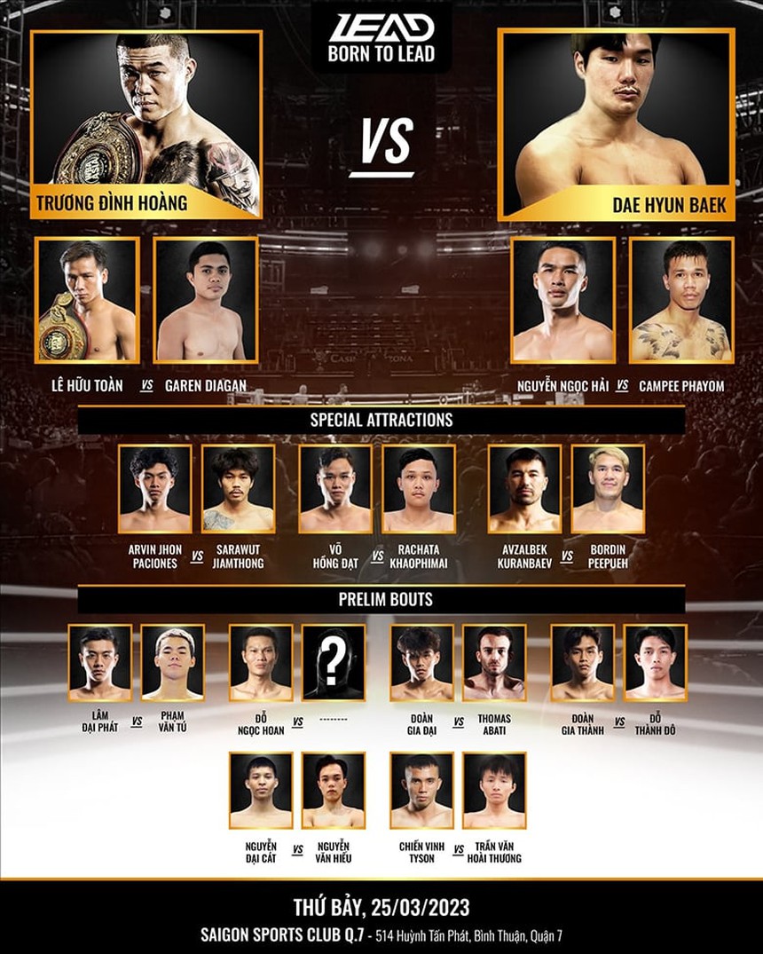 Lịch thi đấu sự kiện tranh đai WBA châu Á ngày 25/3