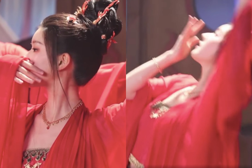 'Thần Ẩn' tung ảnh hậu trường mừng đóng máy, Triệu Lộ Tư mặc váy đỏ nhảy múa thật kiều diễm - Ảnh 2.
