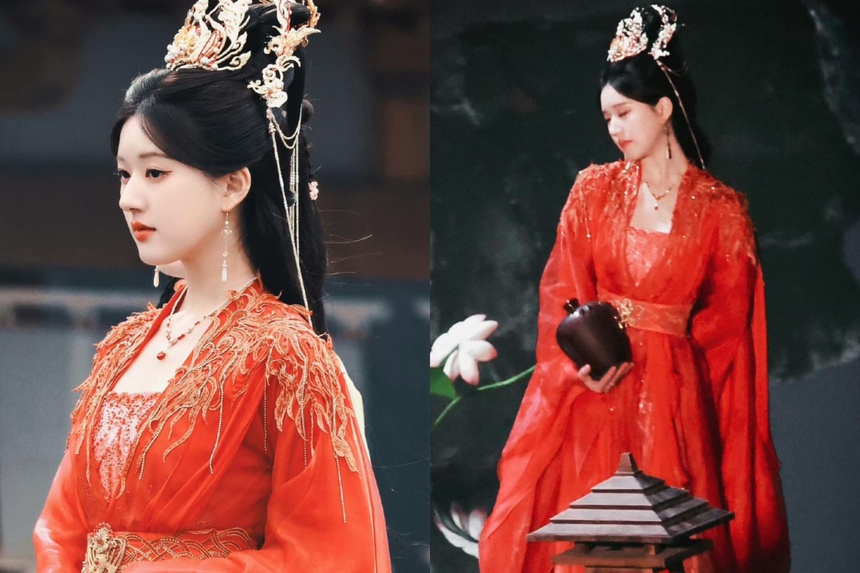 'Thần Ẩn' tung ảnh hậu trường mừng đóng máy, Triệu Lộ Tư mặc váy đỏ nhảy múa thật kiều diễm - Ảnh 3.