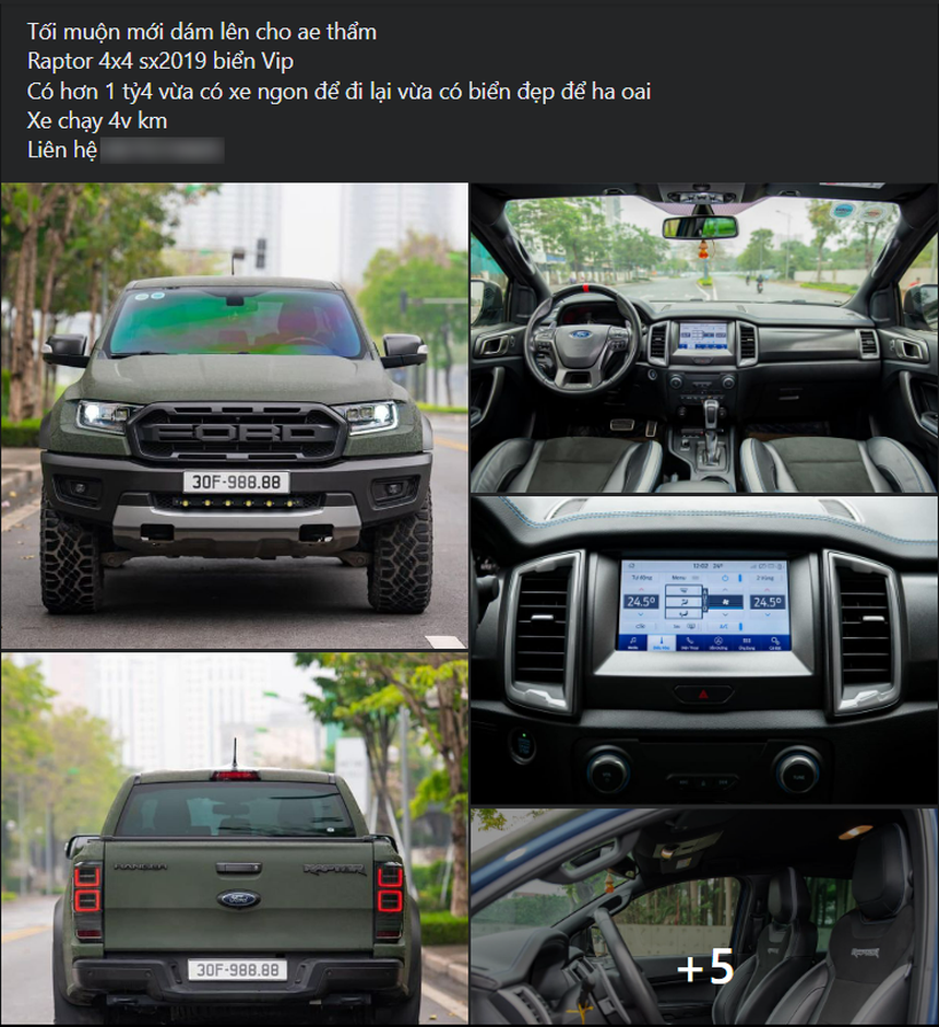 Ford Ranger Raptor 2019 chạy 40.000 km bán lại đắt hơn cả Raptor 2023: CĐM nói 'biển số đẹp mà đắt hơn nửa tỷ đồng' - Ảnh 2. Ford Ranger Raptor 2019 chạy 40.000 km bán lại đắt hơn cả Raptor 2023: CĐM nói 'biển số đẹp mà đắt hơn nửa tỷ đồng' - Ảnh 2.