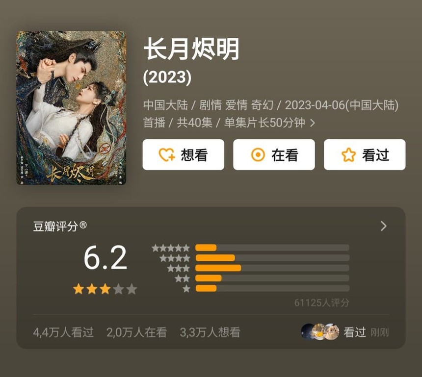 Điểm Douban chỉ ở mức trung bình, 'Trường nguyệt tẫn minh' của La Vân Hi - Bạch Lộc lại bị chê tơi tả - Ảnh 2. Điểm Douban chỉ ở mức trung bình, 'Trường nguyệt tẫn minh' của La Vân Hi - Bạch Lộc lại bị chê tơi tả - Ảnh 2.