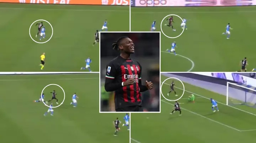 Ngỡ ngàng với pha chạy chân không bén đất của Rafael Leao, hủy diệt hàng thủ Napoli - Ảnh 2.