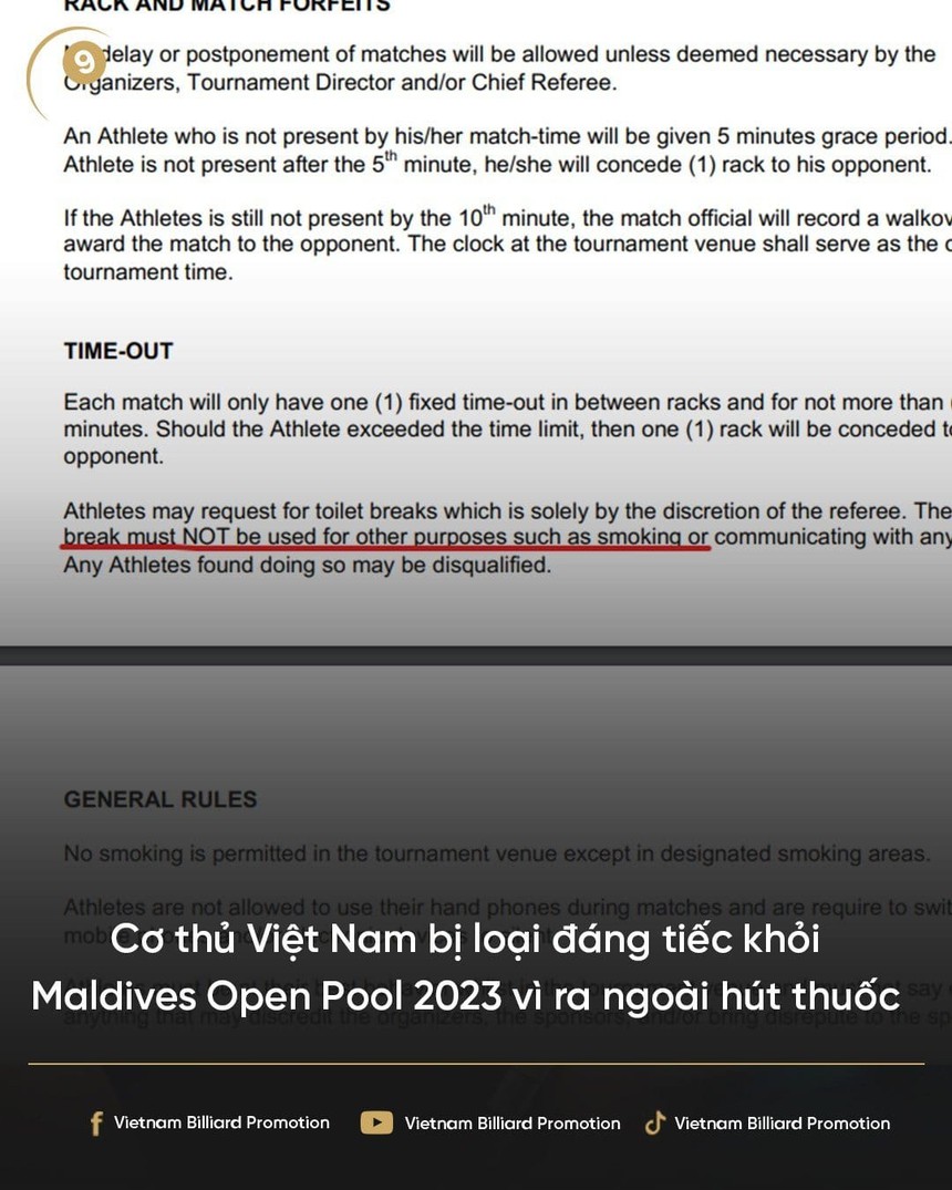 Ra ngoài hút thuốc bị đối thủ báo với BTC, cơ thủ Việt Nam nhận cái kết 'đắt nhất sự nghiệp' - Ảnh 3.
