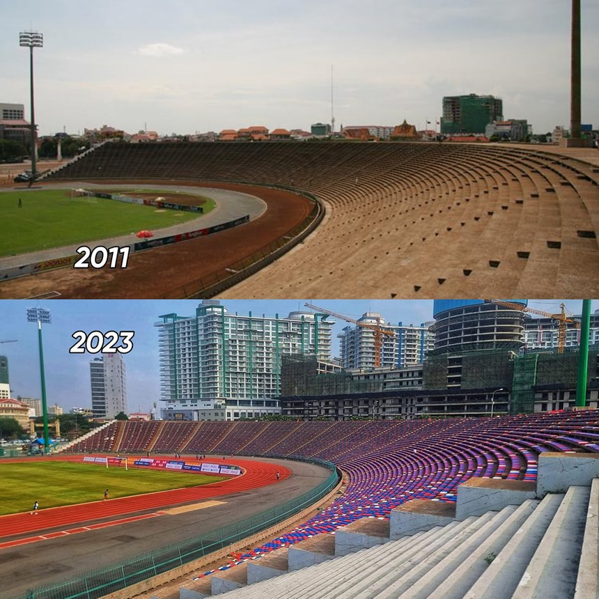 SVĐ tại Campuchia lột xác hoàn toàn để chuẩn bị cho SEA Games: Fan đi từ ngỡ ngàng đến trầm trồ - Ảnh 2. SVĐ tại Campuchia lột xác hoàn toàn để chuẩn bị cho SEA Games: Fan đi từ ngỡ ngàng đến trầm trồ - Ảnh 2.