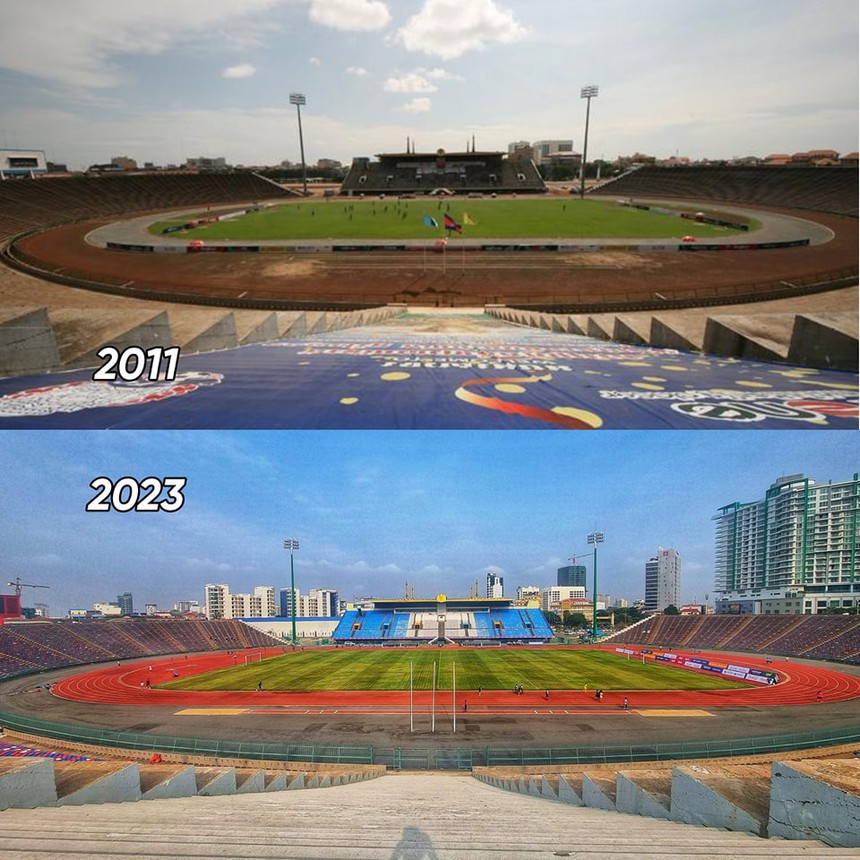 SVĐ tại Campuchia lột xác hoàn toàn để chuẩn bị cho SEA Games: Fan đi từ ngỡ ngàng đến trầm trồ - Ảnh 3. SVĐ tại Campuchia lột xác hoàn toàn để chuẩn bị cho SEA Games: Fan đi từ ngỡ ngàng đến trầm trồ - Ảnh 3.