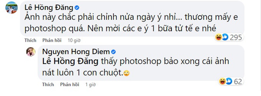 Hồng Diễm đáp trả 'lầy lội' khi bị Hồng Đăng nói ảnh photoshop quá đà - Ảnh 2.