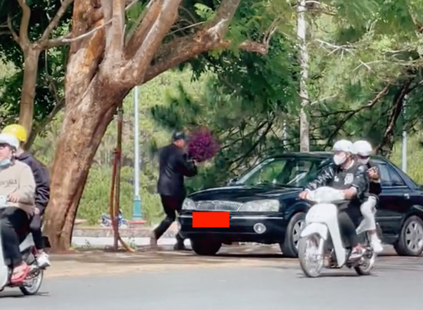 Clip người đàn ông đi ô tô nhảy xuống hái hoa ven đường ở Đà Lạt khiến dân tình phẫn nộ - Ảnh 3.
