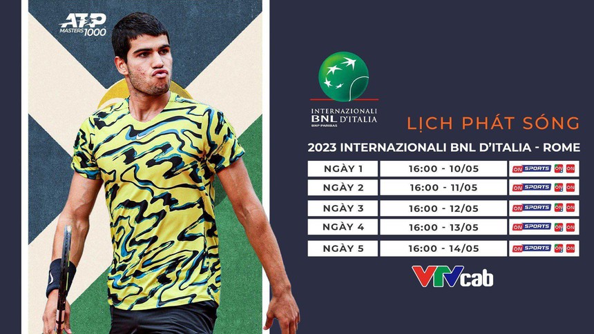 ATP Italian Open 2023 với giải thưởng gần 8 triệu Euro khởi tranh, trực tiếp trên VTVcab - Ảnh 1. ATP Italian Open 2023 với giải thưởng gần 8 triệu Euro khởi tranh, trực tiếp trên VTVcab - Ảnh 1.