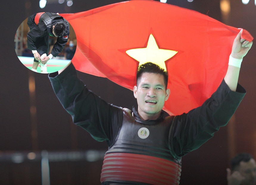 Võ sĩ Nguyễn Duy Tuyến bỏ bọc ống đồng, đấu chân không, vẫn giành HCV pencak silat ở SEA Games 32