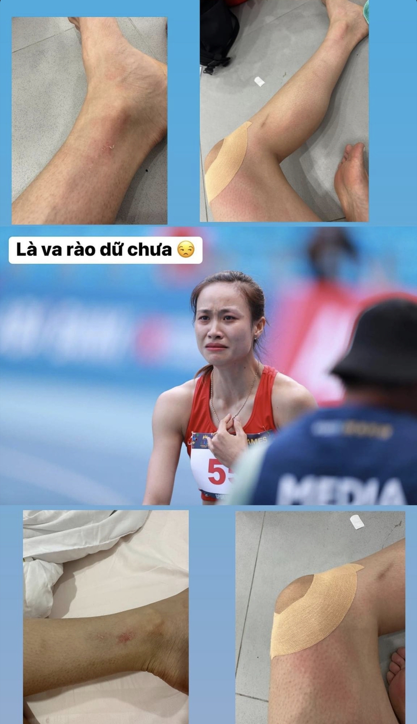 Hotgirl 6 múi điền kinh để lộ đôi chân trầy xước sau khi giành vượt rào giành HCV - Ảnh 1.