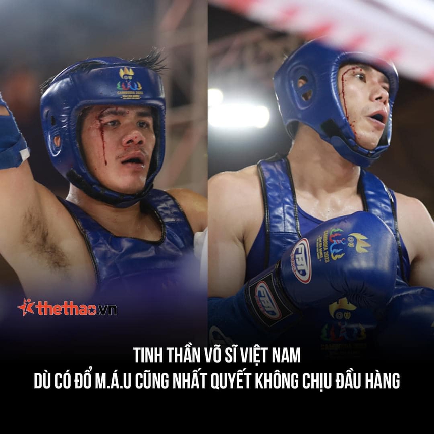 Võ sĩ Thanh Tùng đổ máu vẫn chiến đấu đến cùng, cảm phục tinh thần Việt Nam ở SEA Games 32 - Ảnh 2.