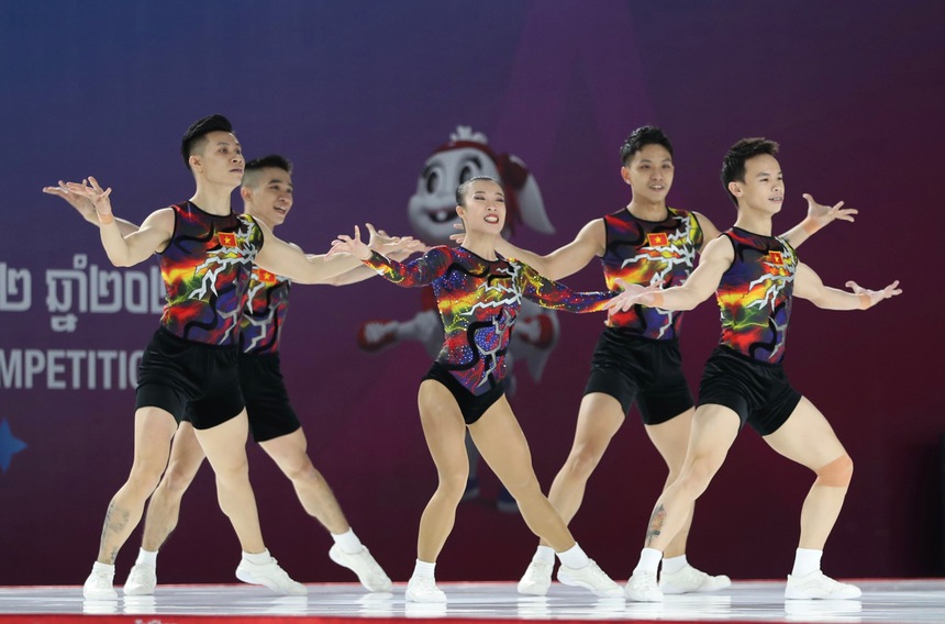 Đội tuyển Aerobic Việt Nam 'out trình", giành HCV tất cả các nội dung, không có đối thủ tại SEA Games 32 - Ảnh 1.