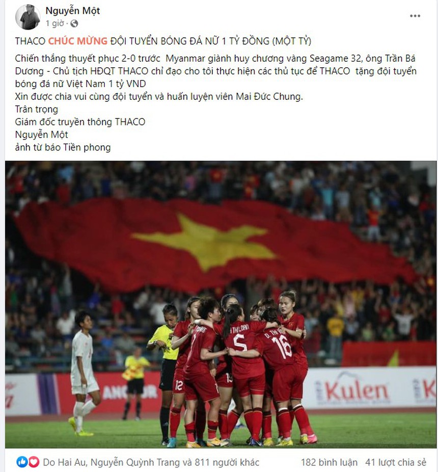 Tuyển nữ Việt Nam mưa tiền thưởng từ VFF và THACO sau khi lập kỳ tích lịch sử ở SEA Games - Ảnh 3.