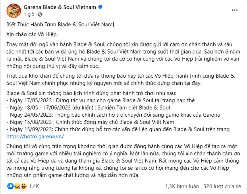 Nóng! Bom tấn của Garena đột ngột thông báo ngừng phát hành, trước đó vẫn đăng sự kiện như bình thường - Ảnh 1. Nóng! Bom tấn của Garena đột ngột thông báo ngừng phát hành, trước đó vẫn đăng sự kiện như bình thường - Ảnh 1.