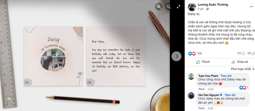 Xuân Trường gửi lời chúc sinh nhật ấm áp dành cho con gái đốn tim người hâm mộ - Ảnh 2.