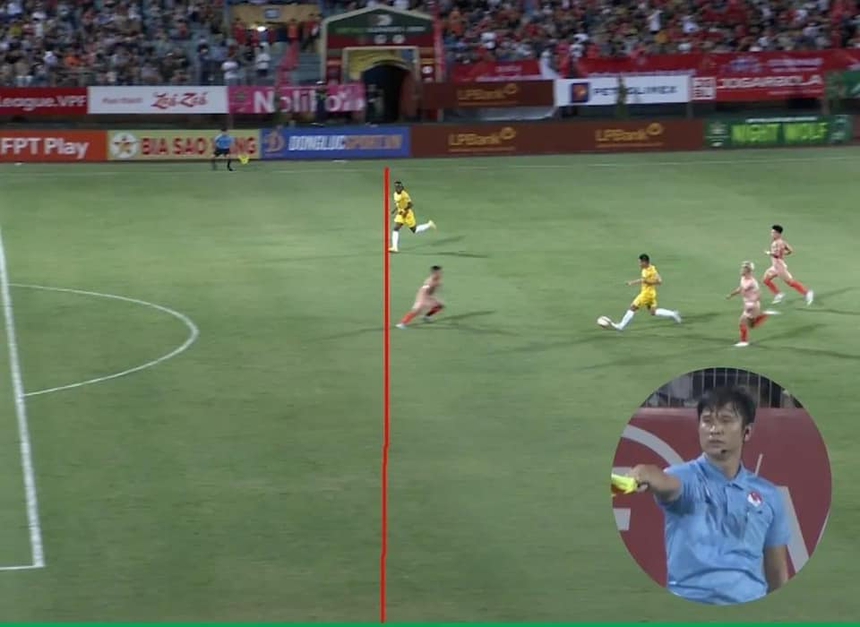 Rộ ảnh chế pha bắt việt vị của trọng tài khiến SLNA bị 'cướp trắng' bàn thắng - Ảnh 3.