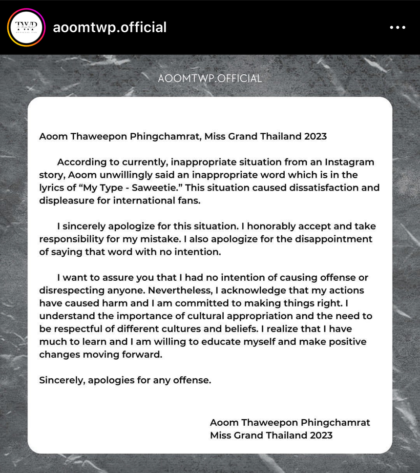 Chưa đầy 1 tuần đăng quang, Miss Grand Thái Lan đã dính 'phốt' căng phải vội lên tiếng xin lỗi - Ảnh 3.