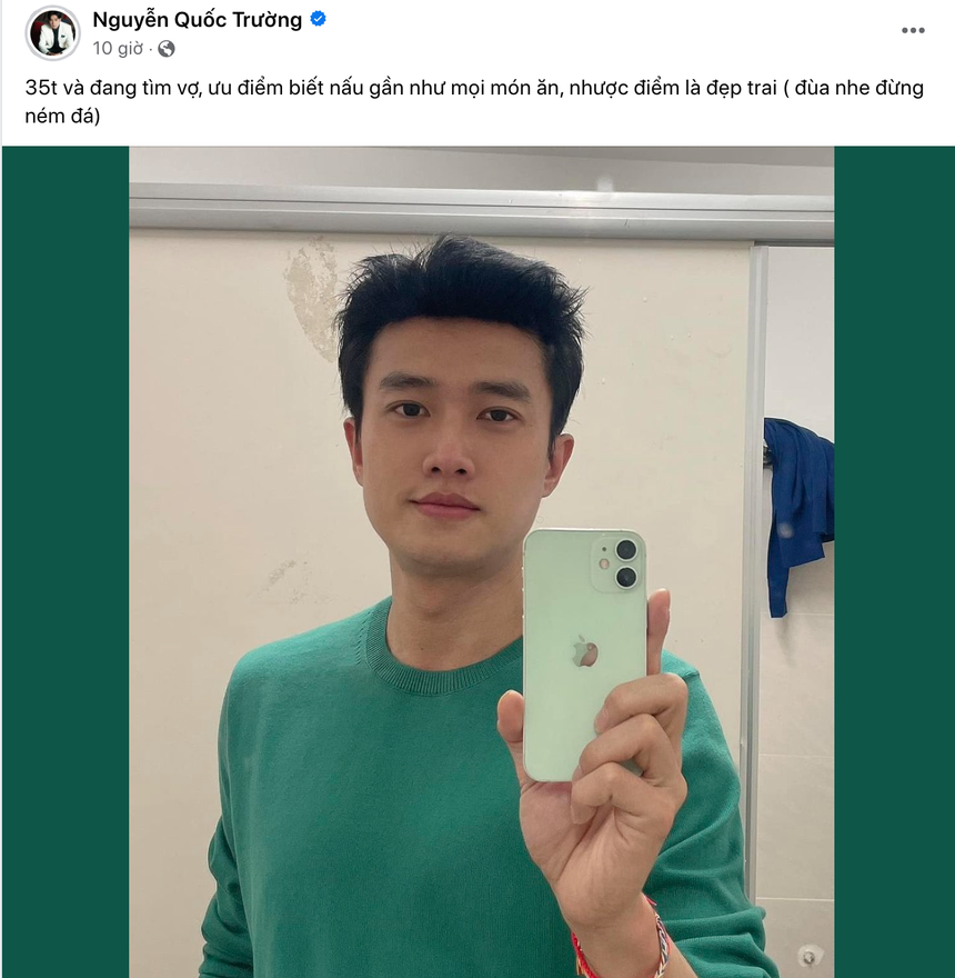 Quốc Trường đăng bài tuyển vợ, tự 'bóc' 1 nhược điểm khiến netizen ngỡ ngàng - Ảnh 1.