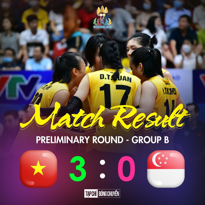 Đại thắng Singapore, bóng chuyền nữ Việt Nam khởi đầu SEA Games 32 cực ấn tượng - Ảnh 3.