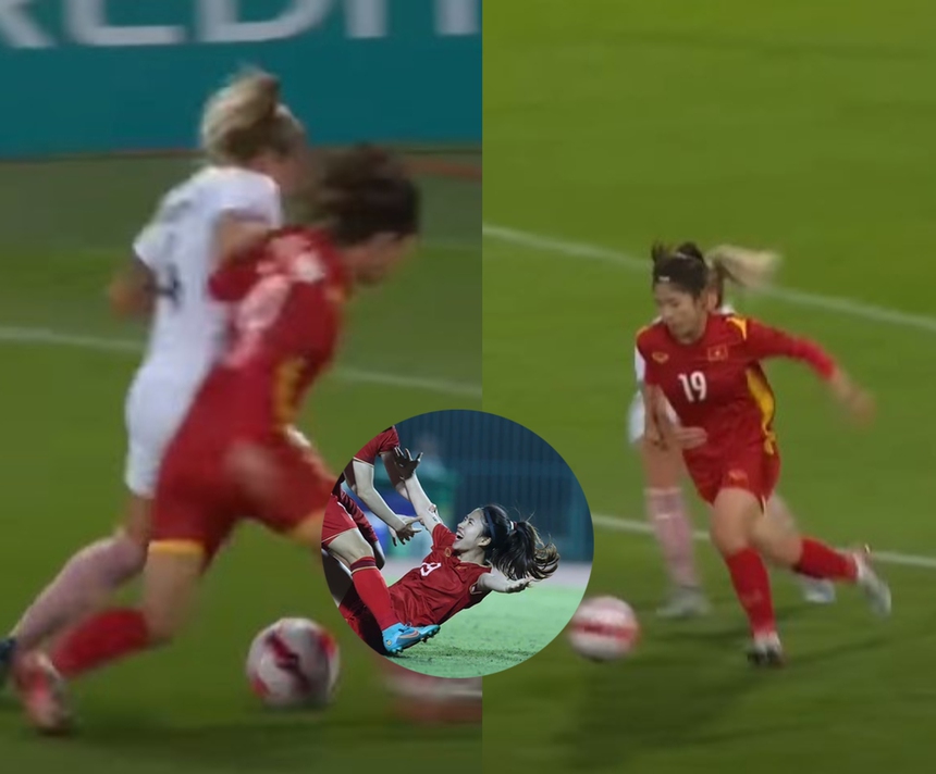 Thanh Nhã đi bóng xé gió khiến cầu thủ của ĐT xếp thứ 3 thế giới buộc phải phạm lỗi - Ảnh 3.