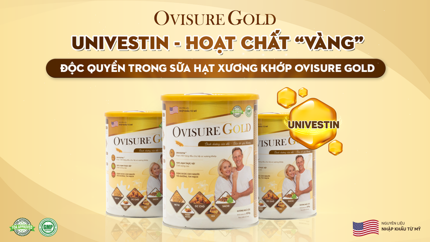 Univestin - Hoạt chất "vàng" độc quyền trong sữa hạt xương khớp Ovisure Gold - Ảnh 1. Univestin - Hoạt chất "vàng" độc quyền trong sữa hạt xương khớp Ovisure Gold - Ảnh 1.