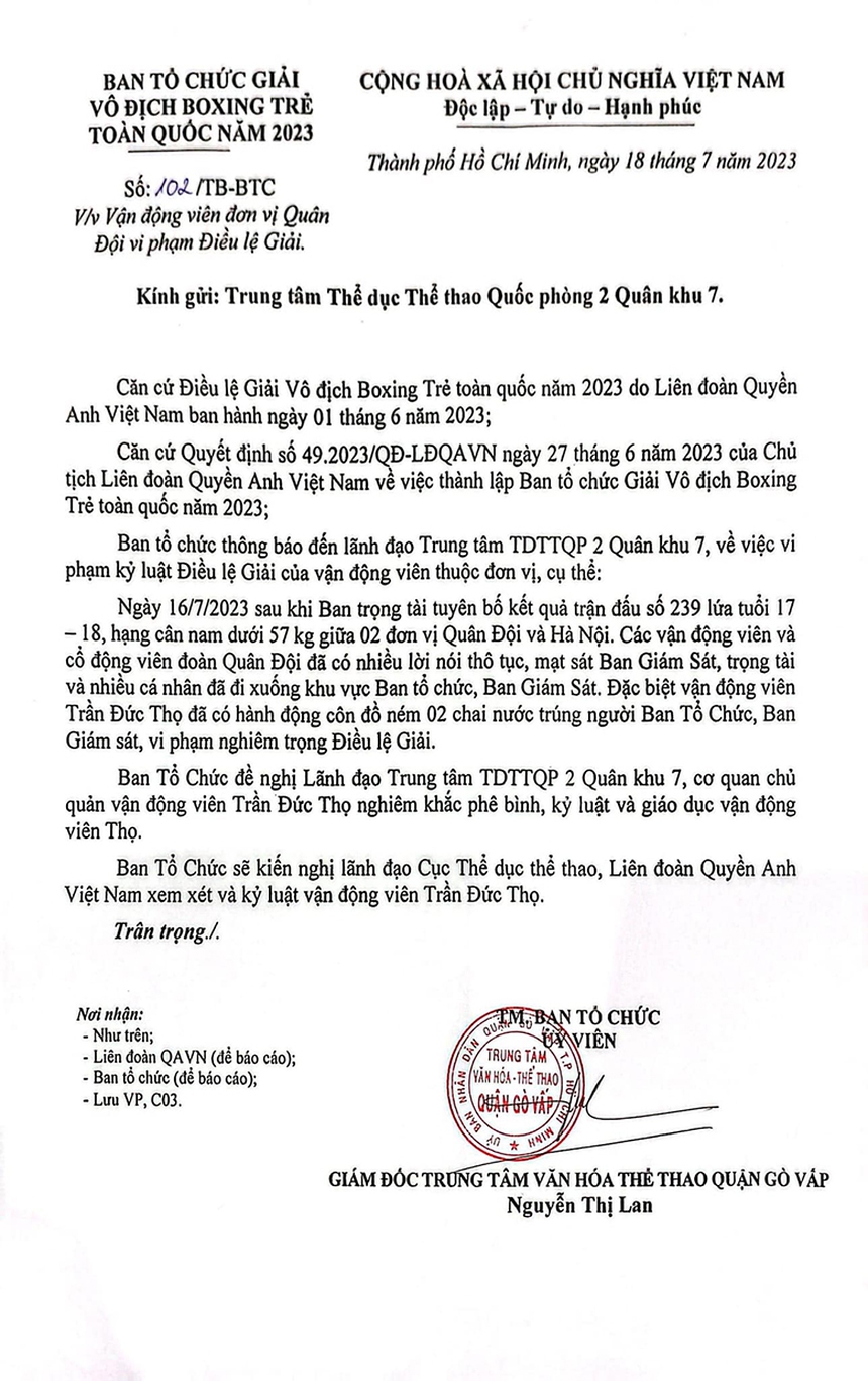 Gây rối ở giải quốc gia, nhà vô địch boxing của Quân đội bị đề nghị kỷ luật  - Ảnh 2.