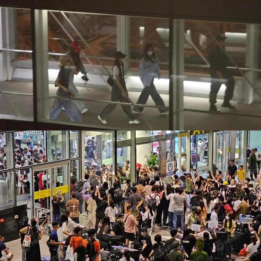 Blackpink đến Hà Nội lúc nửa đêm, hàng nghìn fan Việt đổ xô ra đón - Ảnh 1. Blackpink đã đến Hà Nội - Ảnh 1.