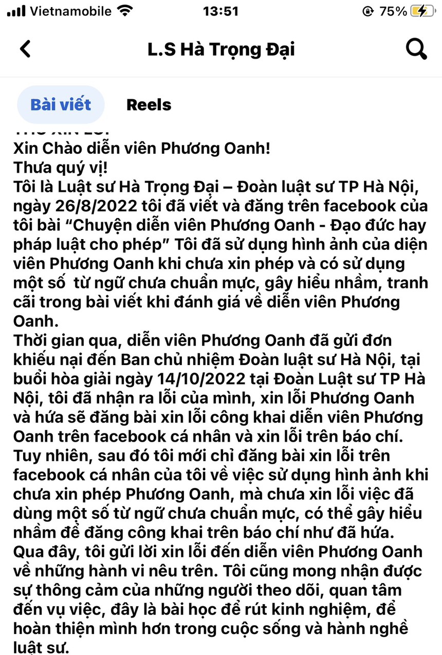 Luật sư Hà Trọng Đại lên tiếng xin lỗi Phương Oanh sau nhiều ồn ào với vợ shark Bình - Ảnh 2.