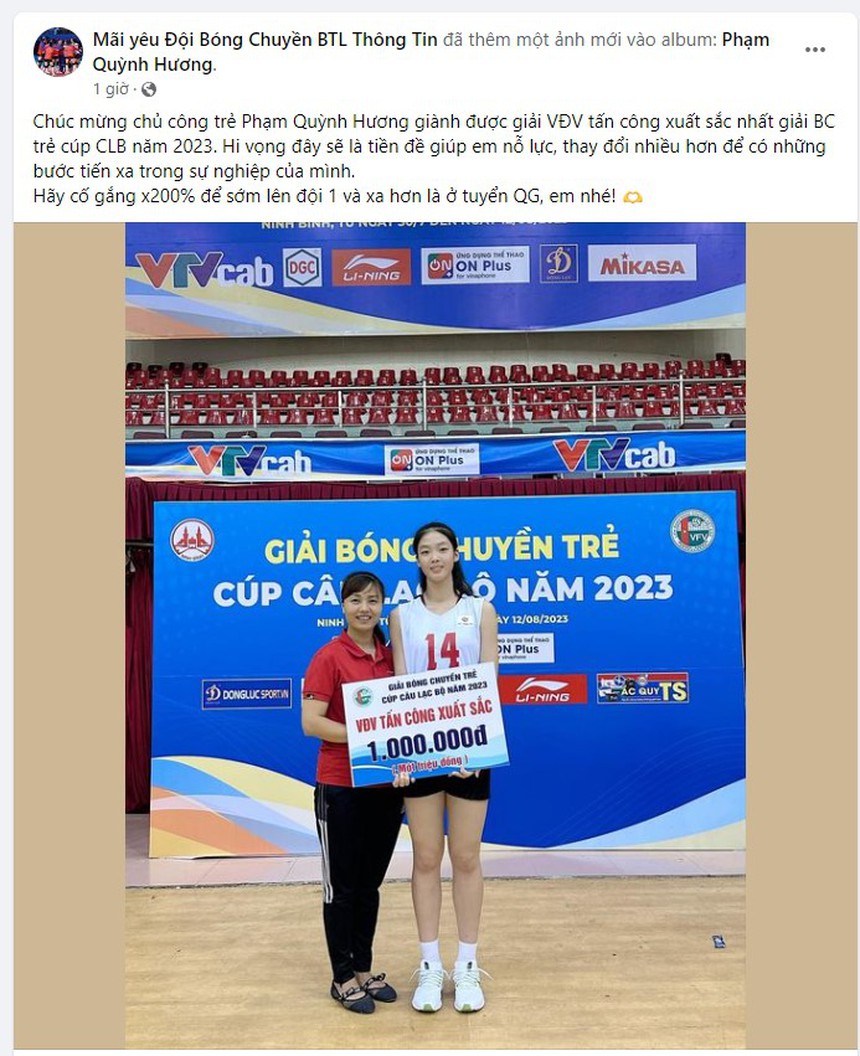 Sao mai bóng chuyền Việt Nam 15 tuổi cao 1m85 đoạt giải thưởng cao quý, CĐV kỳ vọng trở thành ‘Thanh Thúy thứ hai’ - Ảnh 2.