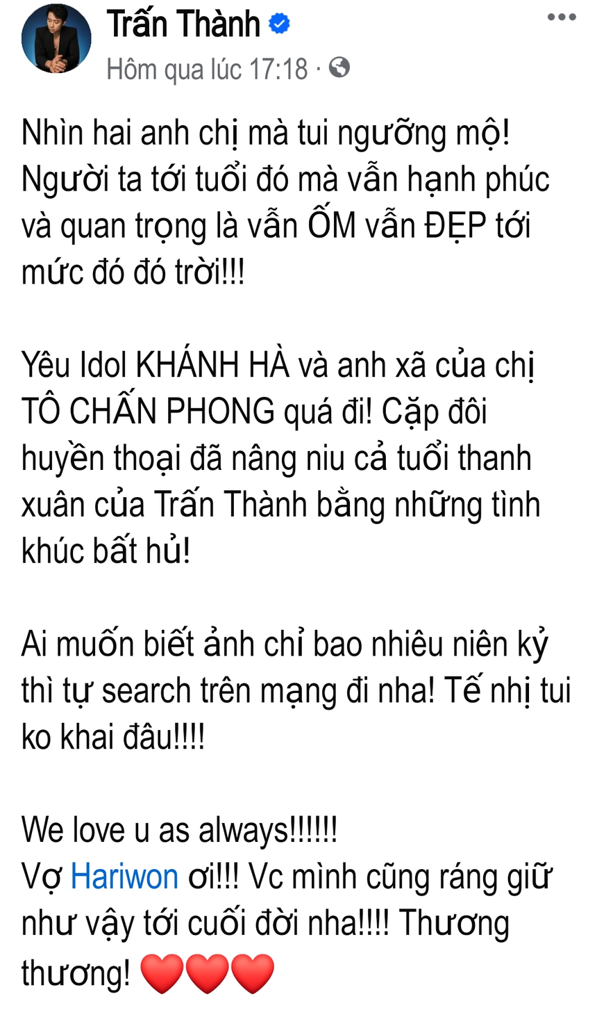 Trấn Thành nhắn nhủ vợ lãng mạn, bị chính Hari 'bóc' khó làm nổi vì 1 lý do - Ảnh 1.