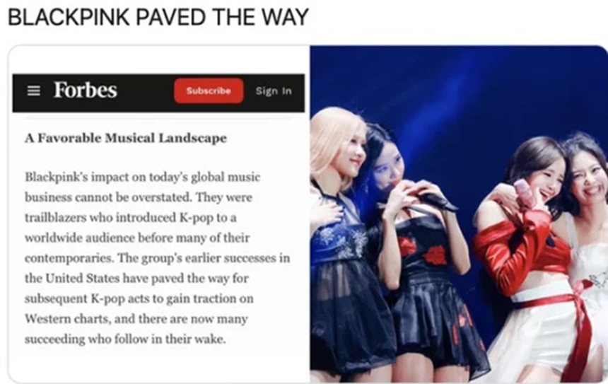 Tạp chí Forbes gây tranh cãi khi nhận định 'Blackpink mở đường cho K-pop' - Ảnh 2. Tạp chí Forbes gây tranh cãi khi nhận định 'Blackpink mở đường cho K-pop' - Ảnh 2.