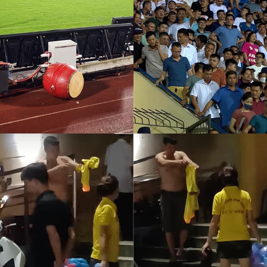 Thất vọng vì đội nhà, CĐV Nam Định vứt trống, đốt áo, bỏ về sớm ở trận thua trước CAHN - Ảnh 2. Thất vọng vì đội nhà, CĐV Nam Định vứt trống, đốt áo, bỏ về sớm ở trận thua trước CAHN - Ảnh 2.