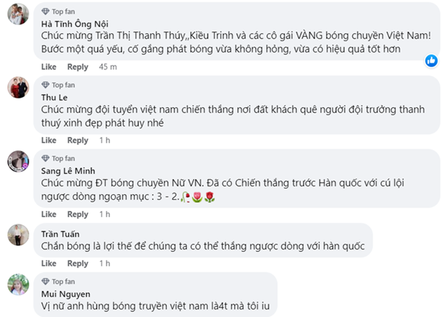 Người hâm mộ nức lòng sau chiến thắng của tuyển bóng chuyền nữ Việt Nam trước Hàn Quốc ở giải vô địch Châu Á 2023