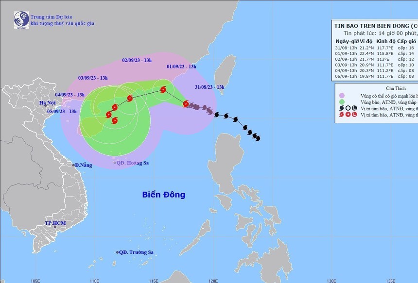 Bão số 3 (Sao La) trở thành siêu bão với tốc độ trên 200km/h (chiều 31/8) - Ảnh 1.