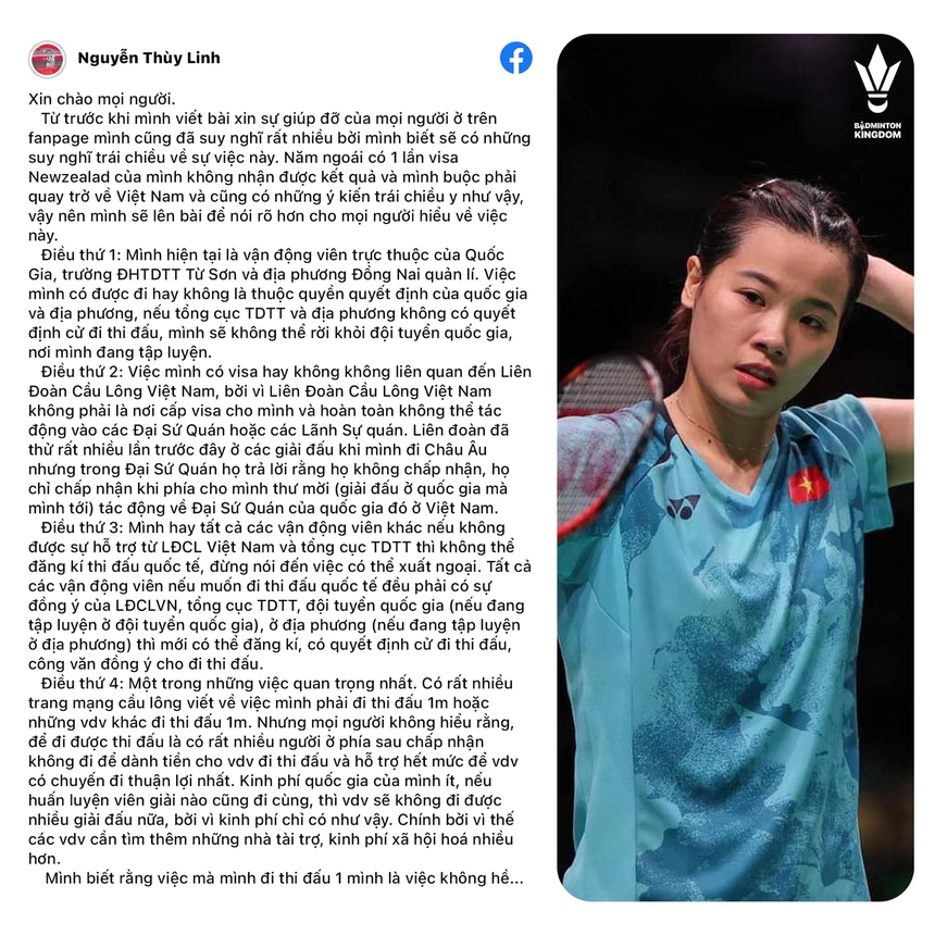 Nữ hoàng cầu lông Việt Nam gửi tâm thư 'bóc trần' việc tham dự các giải đấu quốc tế - Ảnh 3.