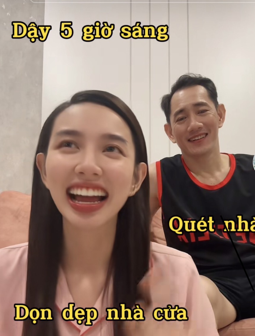 Thùy Tiên khoe dậy 5h sáng dọn nhà, bị bố 'bóc' ngay trên livestream - Ảnh 4.