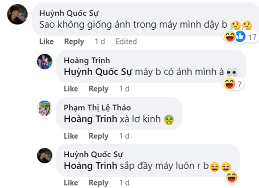 Quốc Sự lại vào bình luận kiểu "khiêu khích" và Kiều Trinh vẫn đáp lại tỉnh bơ. Sau đó, Quốc Sự bày tỏ tình cảm nồng cháy với người yêu
