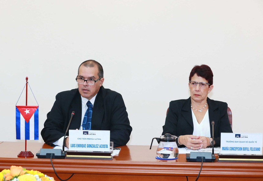 Tổng Giám đốc TTXVN Vũ Việt Trang hội đàm với Chủ tịch Thông tấn xã Prensa Latina (Cuba) - Ảnh 4.