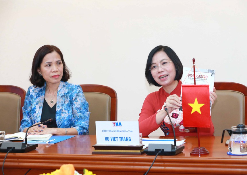 Tổng Giám đốc TTXVN Vũ Việt Trang hội đàm với Chủ tịch Thông tấn xã Prensa Latina (Cuba) - Ảnh 3.