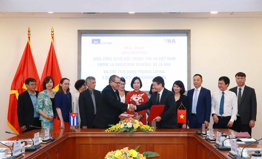 Tổng Giám đốc TTXVN Vũ Việt Trang hội đàm với Chủ tịch Thông tấn xã Prensa Latina (Cuba) - Ảnh 5.