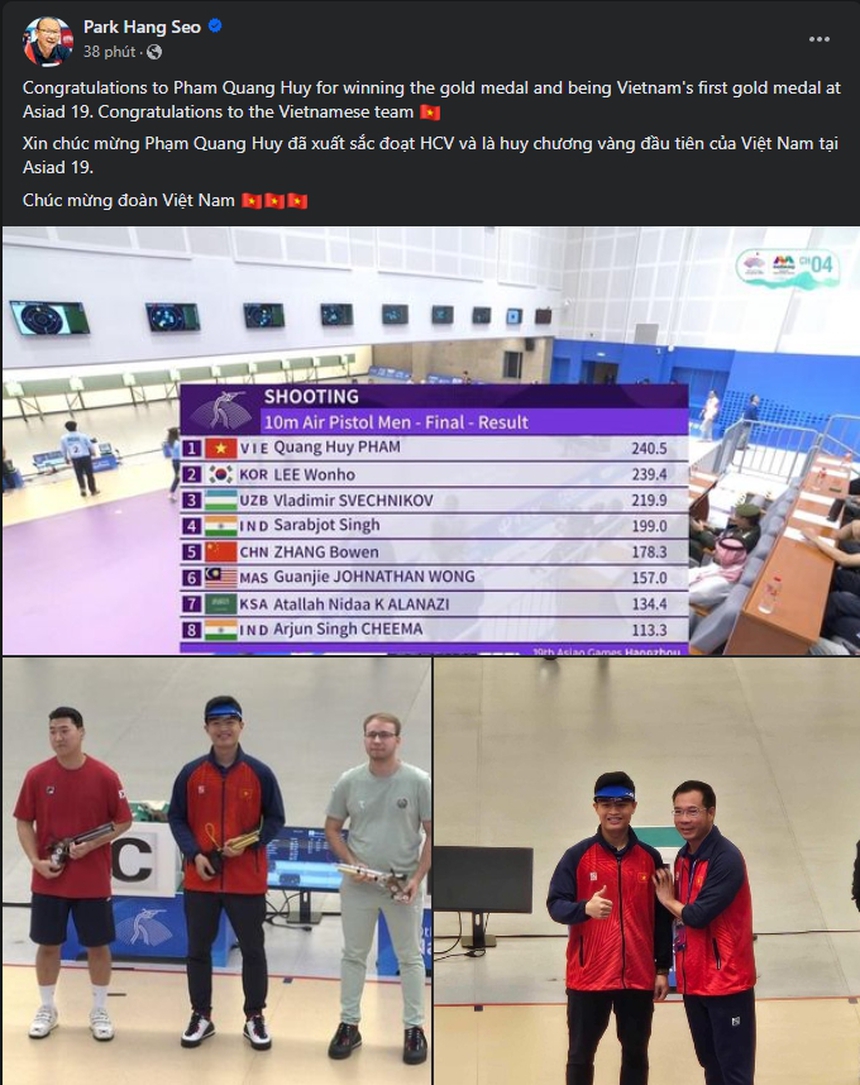HLV Park Hang Seo chúc mừng chủ nhân HCV ASIAD 2023, cộng đồng mạng vỡ òa nhắc lại kỳ tích của Olympic Việt Nam - Ảnh 2.