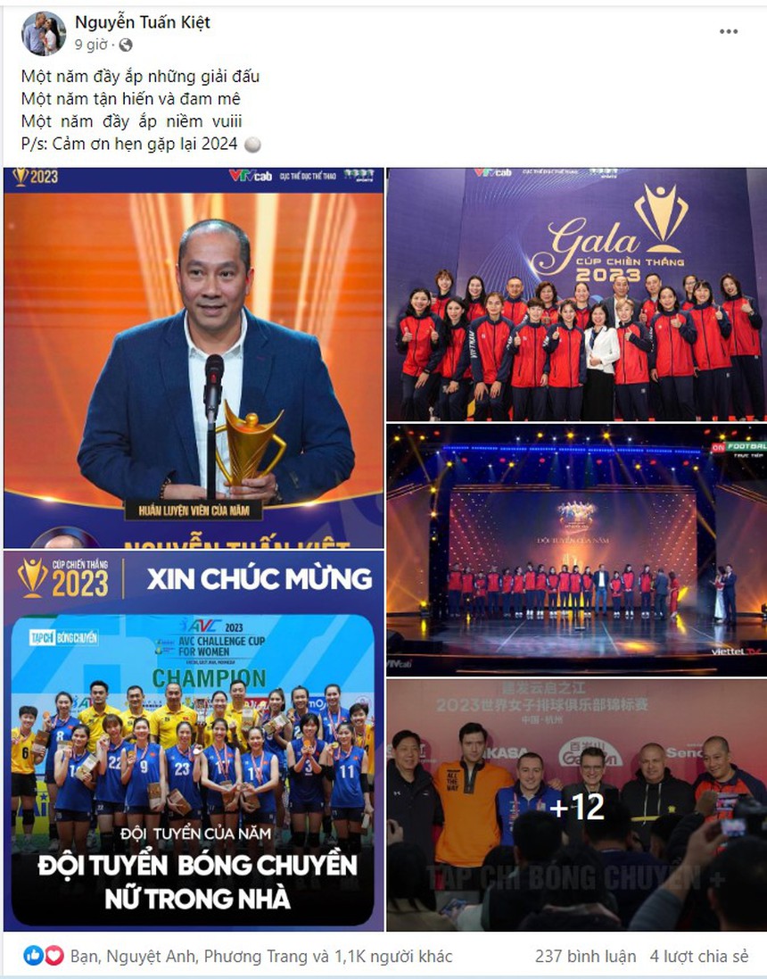 HLV Tuấn Kiệt chia sẻ cảm xúc sau khi nhận vinh dự lớn, hoa khôi bóng chuyền Kim Huệ gửi lời chúc mừng - Ảnh 2.