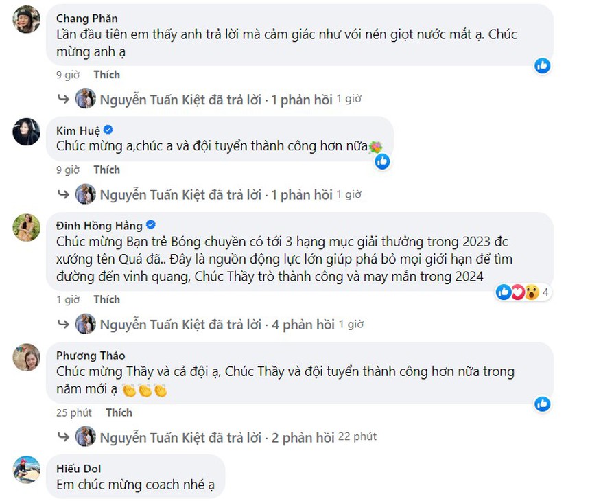 HLV Tuấn Kiệt chia sẻ cảm xúc sau khi nhận vinh dự lớn, hoa khôi bóng chuyền Kim Huệ gửi lời chúc mừng - Ảnh 3.