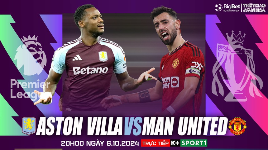 Nhận định, soi tỷ lệ Aston Villa vs MU (20h00, 6/10), vòng 7 Ngoại hạng Anh - Ảnh 1. Aston Villa vs MU