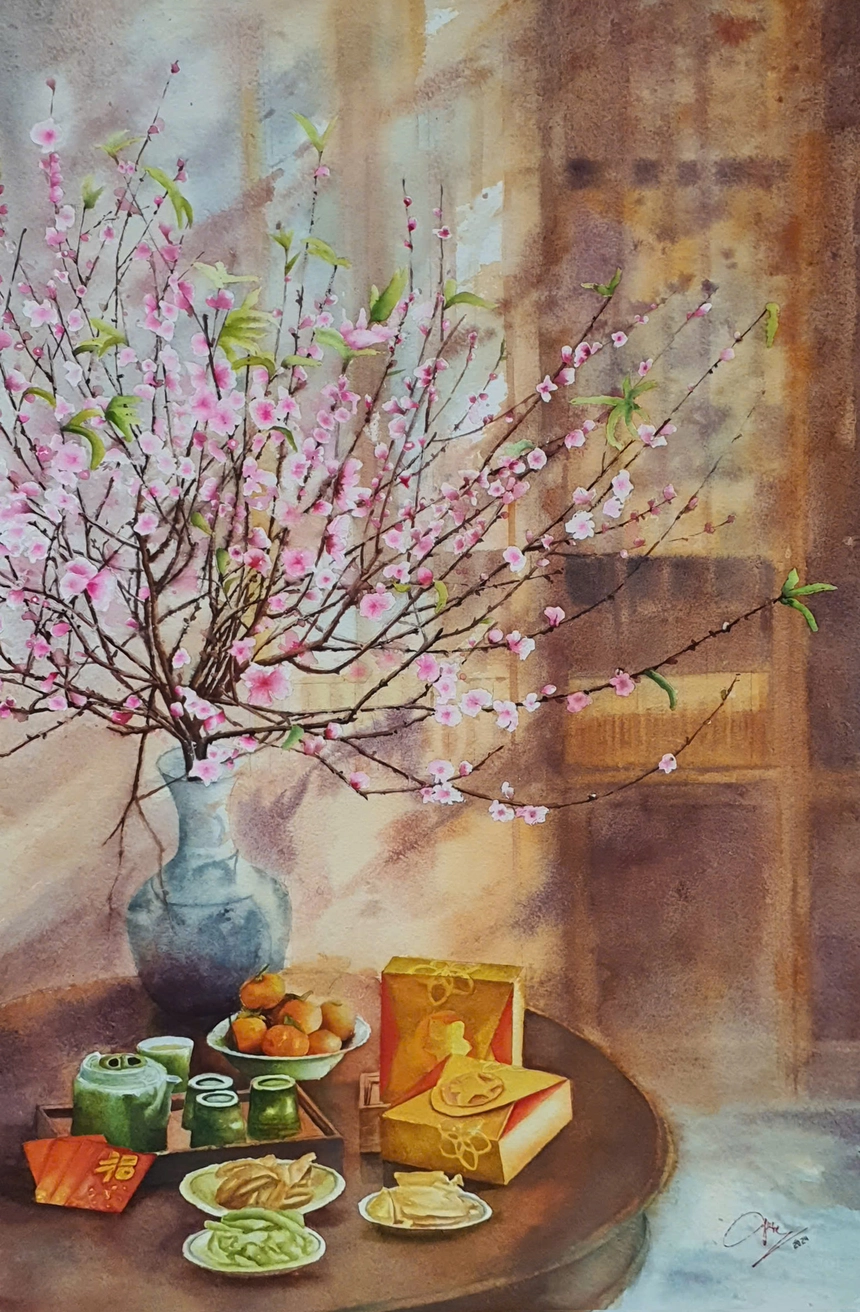 Hà Nội đầy sắc màu qua loạt tranh trưng bày tại triển lãm "Tôi vẽ Hà Nội" - Ảnh 14. Hà Nội đầy sắc màu qua loạt tranh trưng bày tại triển lãm "Tôi vẽ Hà Nội" - Ảnh 14.