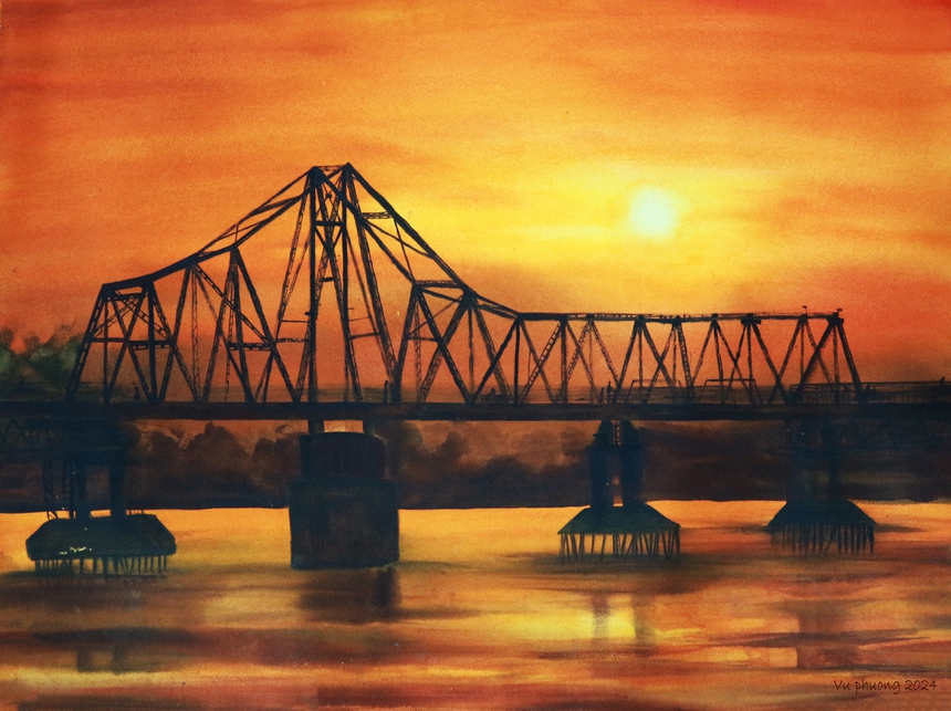 Hà Nội đầy sắc màu qua loạt tranh trưng bày tại triển lãm "Tôi vẽ Hà Nội" - Ảnh 3. Hà Nội đầy sắc màu qua loạt tranh trưng bày tại triển lãm "Tôi vẽ Hà Nội" - Ảnh 3.